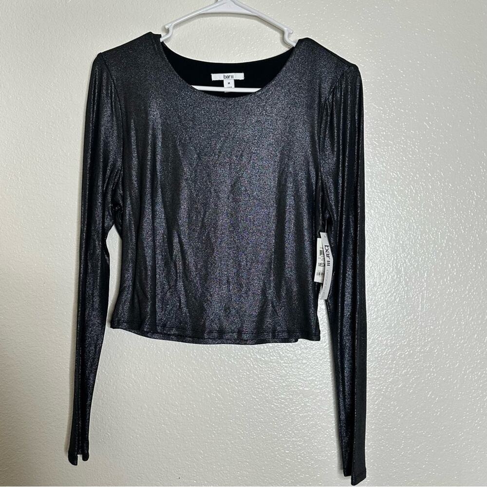 NWT Bar III Metallic‎ Long Sleeve Shirt Medium
